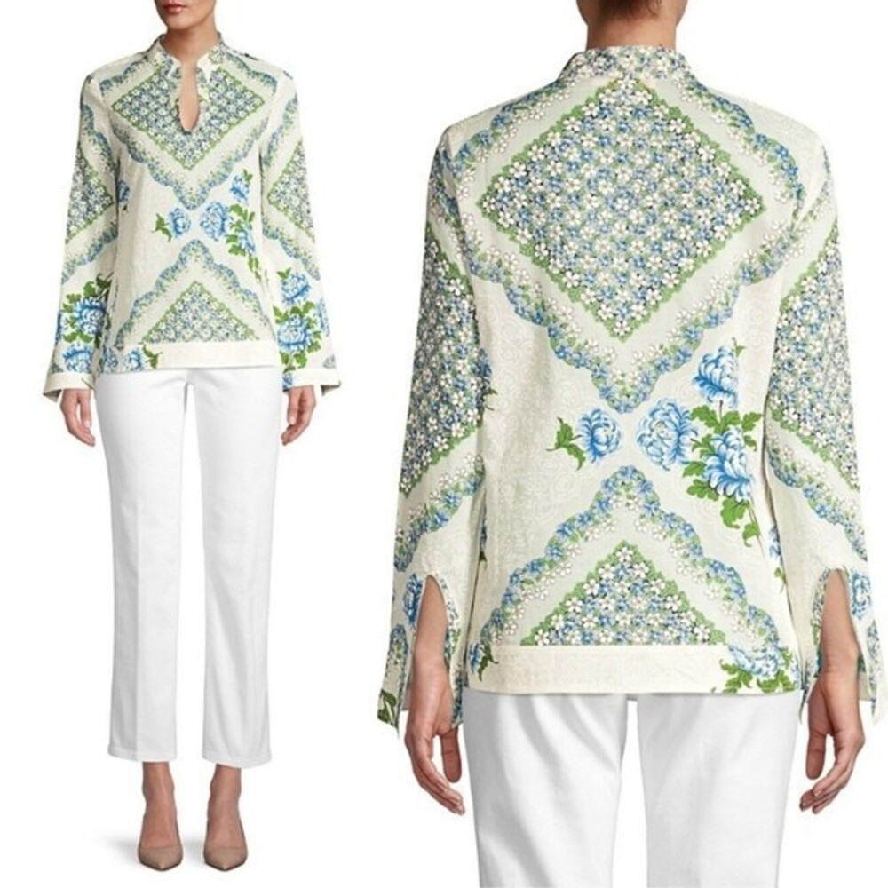 NWT Tory Burch Printed Cotton Tunic Top Floral Boho Print Size 4